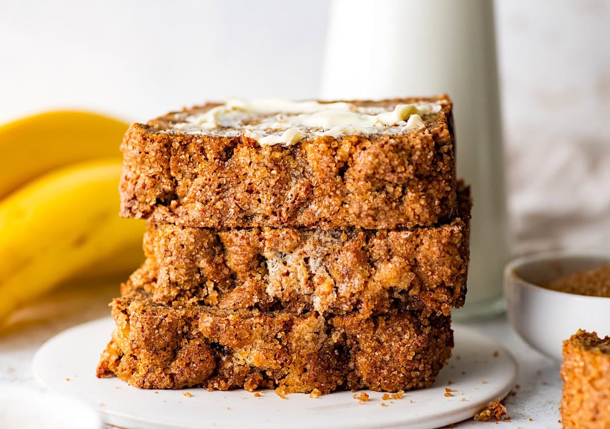 Naturally Sweet Healthy Banana Bread with Ripe Bananas & Honey